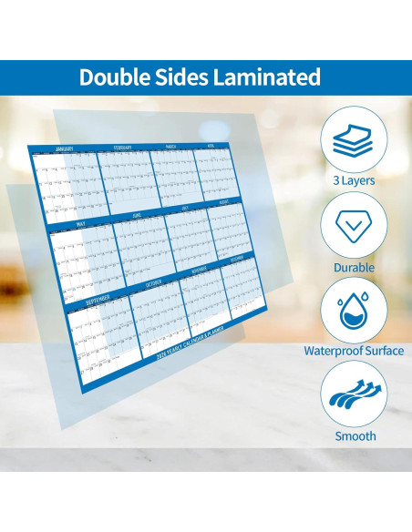 Calendario de Pared Borrable Kuraoyan 2026 81x122 cm Azul