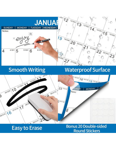 Calendario de Pared Borrable Kuraoyan 2026 81x122 cm Azul