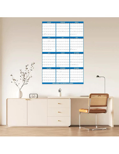 Calendario de Pared Borrable Kuraoyan 2026 81x122 cm Azul
