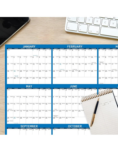 Calendario de Pared Borrable Kuraoyan 2026 81x122 cm Azul