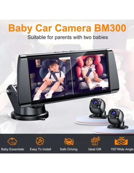 Cámara de Auto para Bebés BOEYOS BM300 Pantalla 7" HD