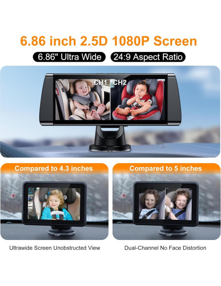 Cámara de Auto para Bebés BOEYOS BM300 Pantalla 7" HD