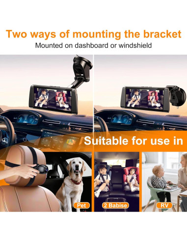 Cámara de Auto para Bebés BOEYOS BM300 Pantalla 7" HD