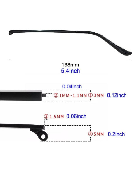 Patas de Reemplazo para Gafas Clony Metal Negro 138mm