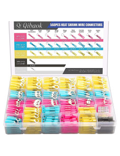 Kit 560 Conectores Termorretráctiles Qibaok 12-10 a 22-16 AWG