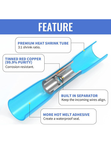 Kit 560 Conectores Termorretráctiles Qibaok 12-10 a 22-16 AWG
