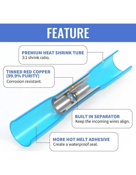 Kit 560 Conectores Termorretráctiles Qibaok 12-10 a 22-16 AWG