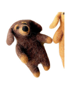 Títere de dedo Dachshund hecho a mano Ganapati Crafts 10 cm