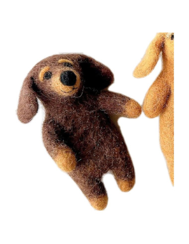 Títere de dedo Dachshund hecho a mano Ganapati Crafts 10 cm