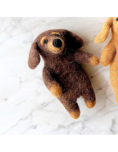 Títere de dedo Dachshund hecho a mano Ganapati Crafts 10 cm