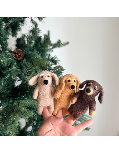Títere de dedo Dachshund hecho a mano Ganapati Crafts 10 cm
