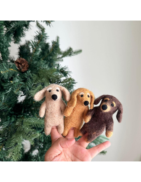 Títere de dedo Dachshund hecho a mano Ganapati Crafts 10 cm