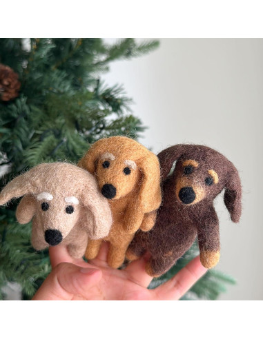 Títere de dedo Dachshund hecho a mano Ganapati Crafts 10 cm