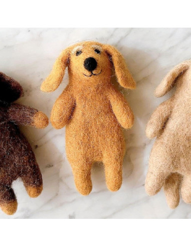 Títere de dedo Dachshund hecho a mano Ganapati Crafts 10 cm