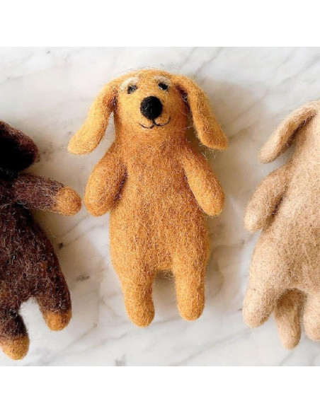 Títere de dedo Dachshund hecho a mano Ganapati Crafts 10 cm