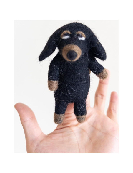 Títere de dedo Dachshund hecho a mano Ganapati Crafts 10 cm