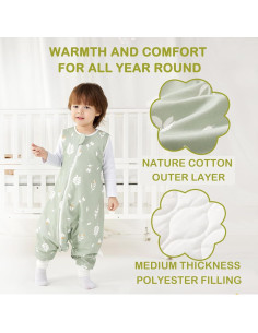 Saco de dormir 1.5 TOG algodón orgánico para bebés XS 2