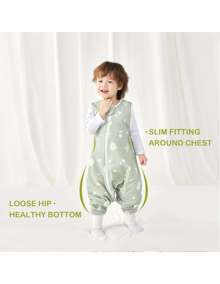 Saco de dormir 1.5 TOG algodón orgánico para bebés XS