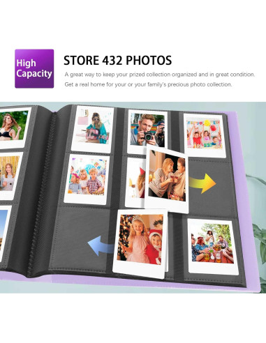 Álbum de fotos Rekeen 432 bolsillos para Instax Mini púrpura