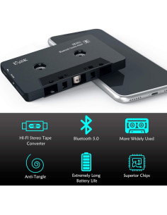 Receptor de Audio Bluetooth Elook para Coche - Adaptador de Casete 2