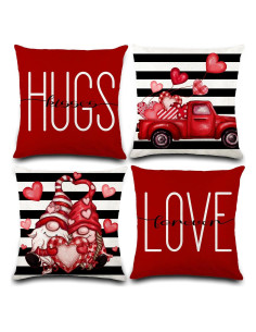Funda de Almohada Decorativa DIYDEC 4 Pcs 45x45 cm San Valentín