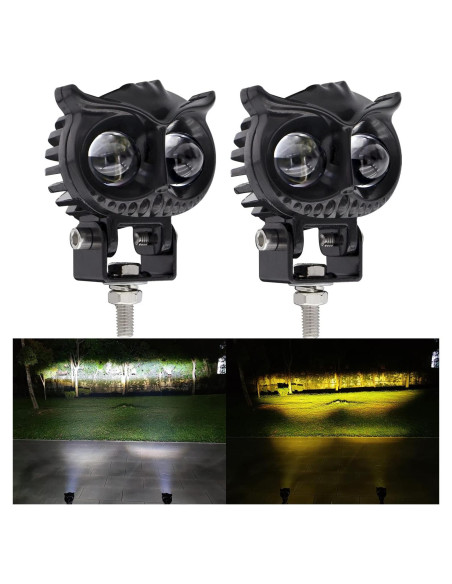 Luces de Niebla LED Doble Color Ámbar/Blanco 2 Pcs 6.7cm