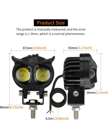 Luces de Niebla LED Doble Color Ámbar/Blanco 2 Pcs 6.7cm