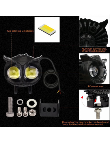 Luces de Niebla LED Doble Color Ámbar/Blanco 2 Pcs 6.7cm