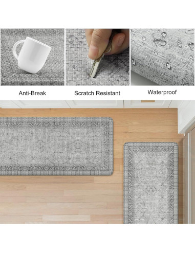 Alfombrillas Antifatiga KIMODE 2PCS Gris Impermeables Antideslizantes