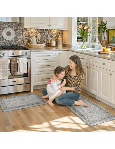 Alfombrillas Antifatiga KIMODE 2PCS Gris Impermeables Antideslizantes