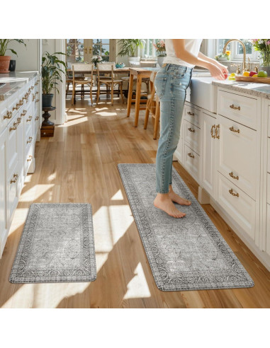 Alfombrillas Antifatiga KIMODE 2PCS Gris Impermeables Antideslizantes