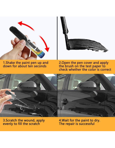 Bolígrafo de Pintura de Retoque HEVLE 2 en 1 Negro 12ml