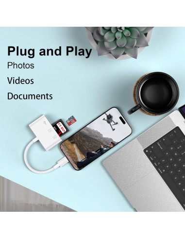 Lector de Tarjeta SD USB C NonoUV 3 en 1 para iPhone y iPad