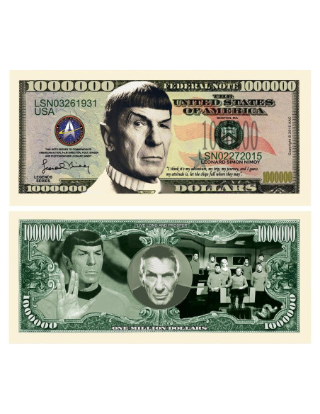 Billete Coleccionable Star Trek Spock Leonard Nimoy - Paquete 25