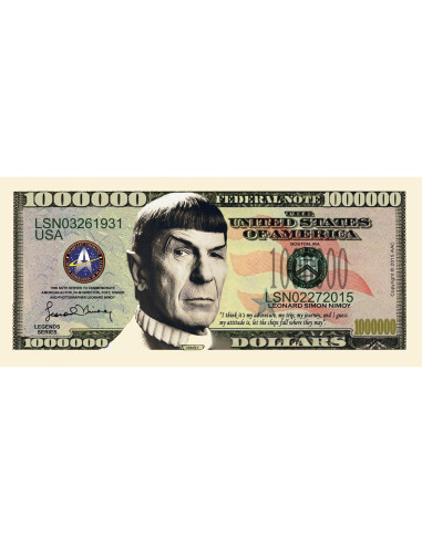 Billete Coleccionable Star Trek Spock Leonard Nimoy - Paquete 25