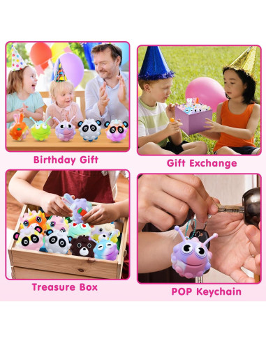 18 Piezas de Bolas Antiestrés Animal Pop KissFree 5.08 cm