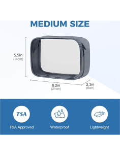 Bolsa de Aseo Moyad Aprobada por TSA 20.8x14cm Gris 2