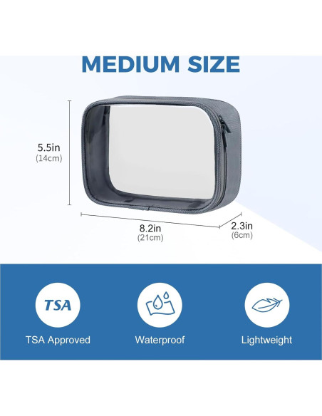 Bolsa de Aseo Moyad Aprobada por TSA 20.8x14cm Gris