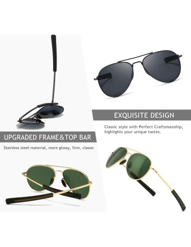 Gafas de sol aviador SUNGAIT polarizadas 100% UV400 - Paquete de 2