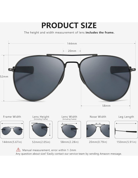 Gafas de sol aviador SUNGAIT polarizadas 100% UV400 - Paquete de 2