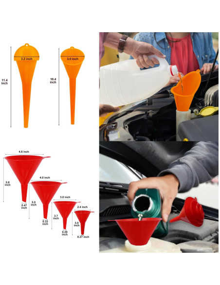 Conjunto de 10 Embudos Automotrices KongNai - Plástico Flexible