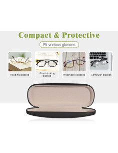 Funda Dura para Gafas MoKo de PU Cuero con Paño - Negro 2