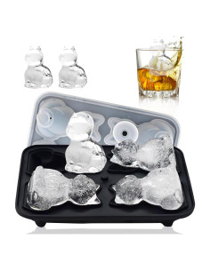 Bandeja de Hielo de Silicona Enachron Gato 4 Moldes 70mm