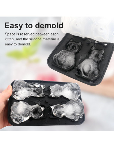 Bandeja de Hielo de Silicona Enachron Gato 4 Moldes 70mm