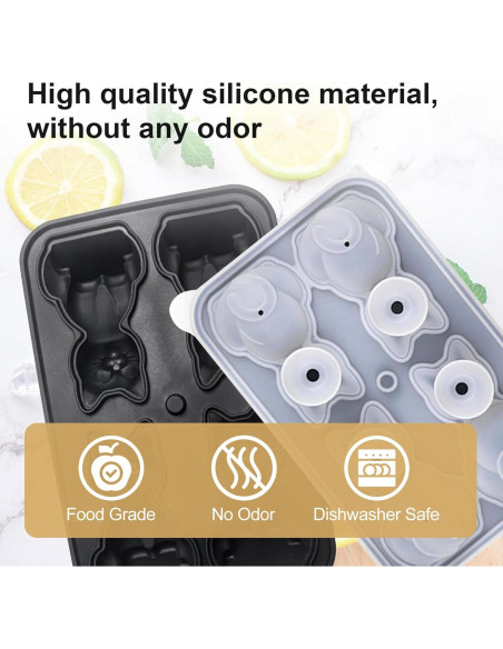 Bandeja de Hielo de Silicona Enachron Gato 4 Moldes 70mm