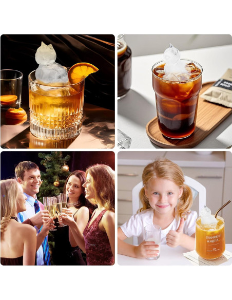 Bandeja de Hielo de Silicona Enachron Gato 4 Moldes 70mm