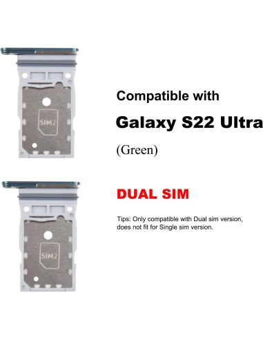 Bandeja de Tarjeta SIM Doble BATLABB para Galaxy S22 Ultra - 2 Pcs Verde