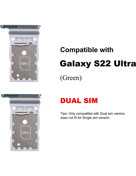 Bandeja de Tarjeta SIM Doble BATLABB para Galaxy S22 Ultra - 2 Pcs Verde