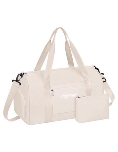 Bolsa de Gimnasio Pritent Beige con Compartimento para Zapatos 28x51cm