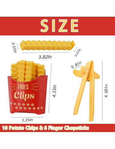 10 Clips de Sellado de Papas Fritas FingerChopstick 6 Colores